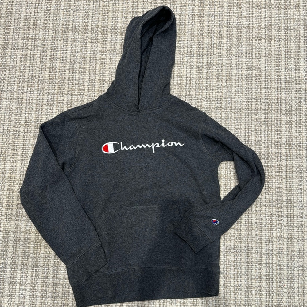 Champion authentic athletic wear Kidz hoodie sweatshirt size large dark gray